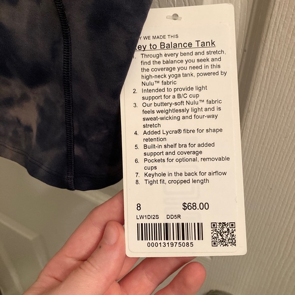 Lululemon Key to Balance Tank sz 8 - Diamond Dye Lunar Rock True Navy - Picture 3 of 3